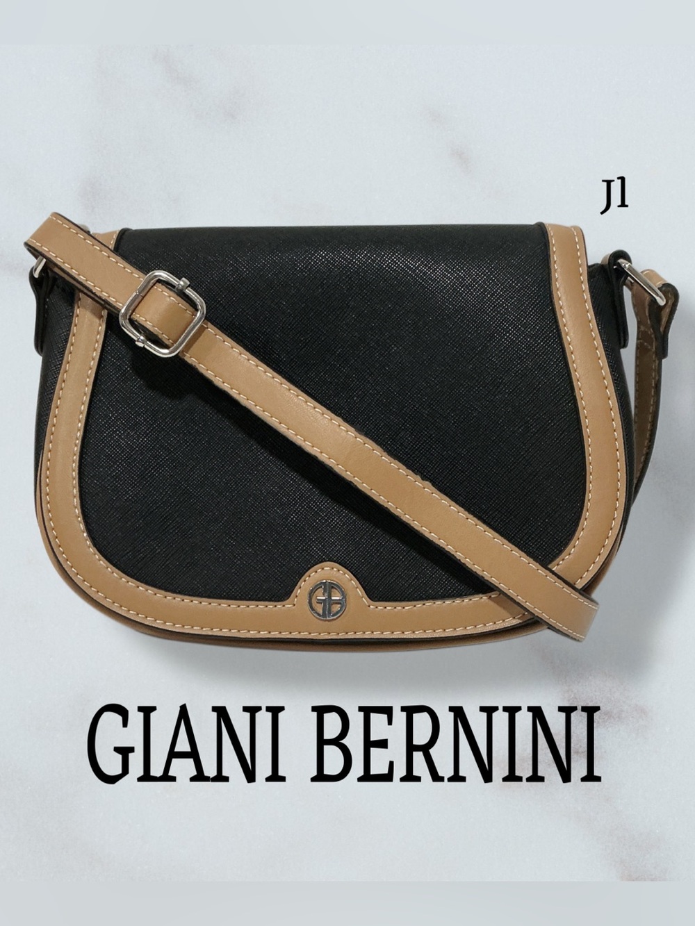 GIANI BERNINI Saffiano Small Saddle Crossbody Shoulder Bag NEW